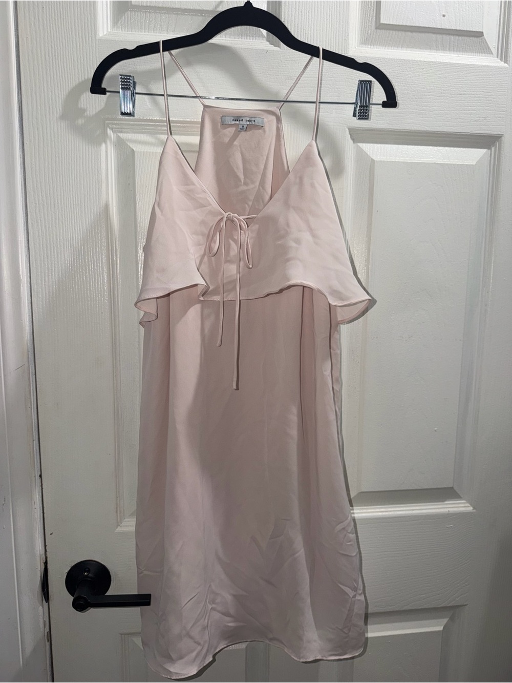 Naked Zebra Pale Pink  Ruffle Tie-Front Slip Dress